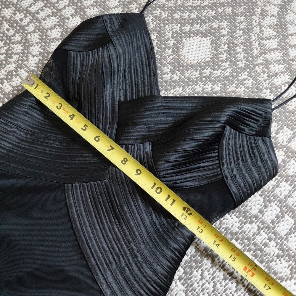 Evening Bandage‎ Corset Dress SMALL Black Mesh Flair Vampire Fairygoth VTG Sheer - Picture 12 of 16